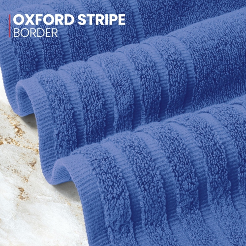 Canadian Linen Royale Towels, Pack of 3, Lightweight Quick Dry Soft Absorbent Cotton Towel for Hotels Spa Yoga Salon, Blue