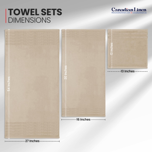 Canadian Linen Royale Towels, Pack of 3, Lightweight Quick Dry Soft Absorbent Cotton Towel for Hotel Motel Spa Gym, Beige