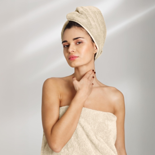 Canadian Linen Royale Towels, Pack of 3, Lightweight Quick Dry Soft Absorbent Cotton Towel for Hotel Motel Spa Gym, Beige