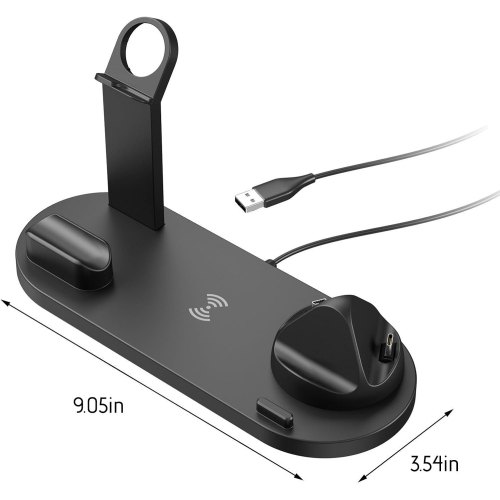 4 in 1 Wireless Charging Station, Phone Charging Station Adjustable Phone & Watch Charger Station Stand Chargers for Multiple Devices