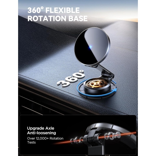 MagSafe Car Mount Charger, [All-Metal] 15W Fast MagSafe Car Charger, Hands Free Magnetic Phone Charger Holder Dashboard for iPhone, Black