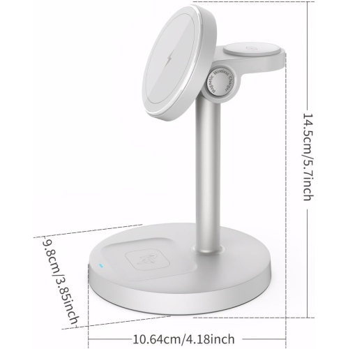 3-in-1 Wireless Charging Station for iPhone , Apple Watch 9/Ultra 2, AirPods | 20W Fast Charger, Mag-Safe Compatible, with 20W Power Adapter