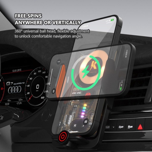 Induction Opening and Closing Bracket Car Cell Phone Holder Magnetic Cell Phone Holder Dashboard Navigation Bracket 360° Rotating Navigation Bracket