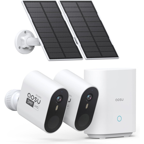 AOSU 5MP/3K Solar Security Cameras System 2-Kit