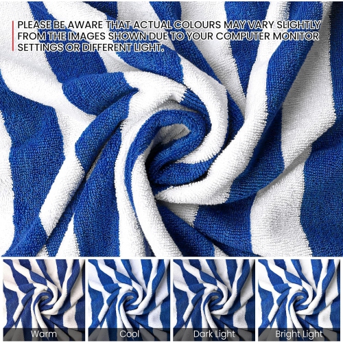 Canadian Linen Cabana Stripe Beach Towels Set, 2 Pack, 30"x60" Soft Lightweight Quick Dry Soft Absorbent Cotton Large Pool Towels for Hotel, Gym, Blue