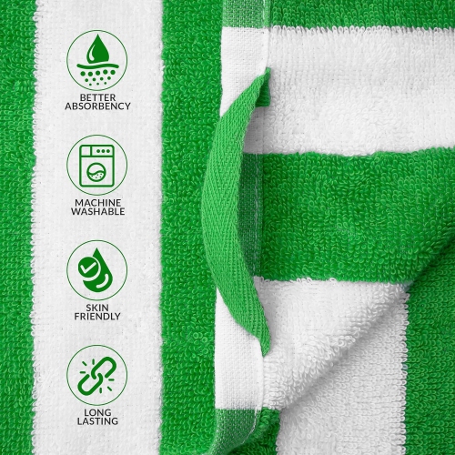 Canadian Linen Cabana Stripe Beach Towels Set, 2 Pack, 30"x60" Soft Cotton Absorbent Lightweight Quick Dry Large Pool Towel for Hospitality, Spa,