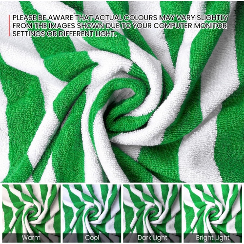 Canadian Linen Cabana Stripe Beach Towels Set, 2 Pack, 30"x60" Soft Cotton Absorbent Lightweight Quick Dry Large Pool Towel for Hospitality, Spa,