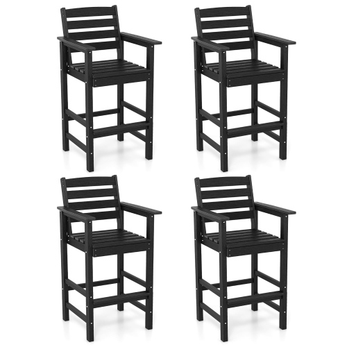 Gymax Patio Bar Stools Set of 4 Tall Adirondack Chair w/ Backrest Armrests & Footrests