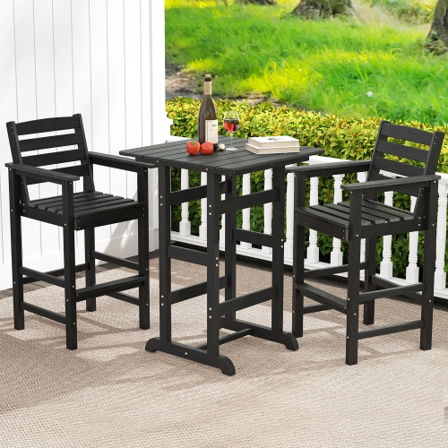 Gymax Patio Bar Stools Set of 4 Tall Adirondack Chair w/ Backrest Armrests & Footrests