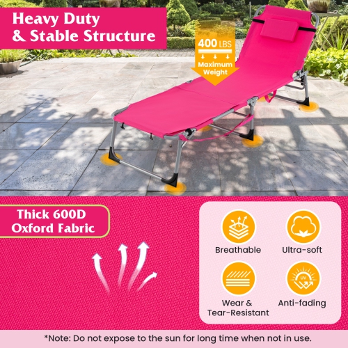 Gymax Outdoor Folding Chaise 5-Position Lounge Chair w/ Face Hole & Adjustable Footrest