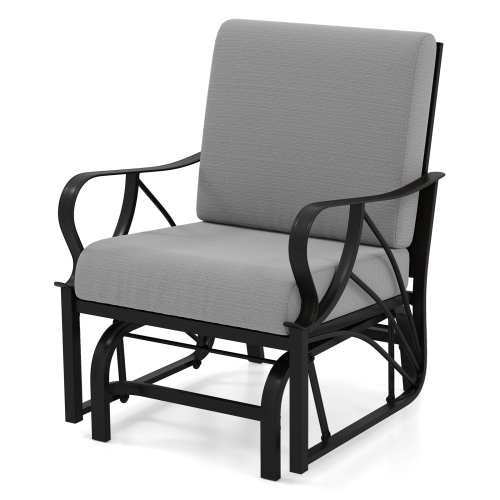 Gymax Patio Glider Chair Single Outdoor Rocking Chair w/ Seat & Back Cushions