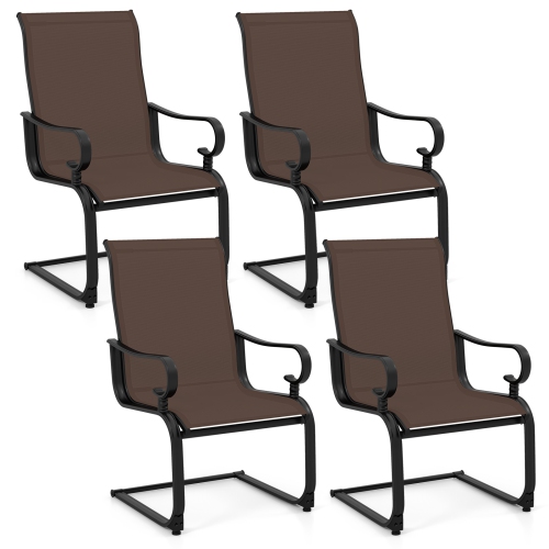 GYMAX  Patio Dining Chairs Set Of 4 C-Spring Motion Patio Chairs W/ Metal Frame