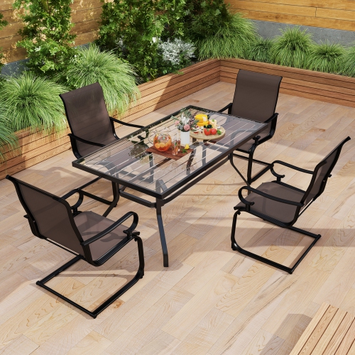 Gymax Patio Dining Chairs Set of 4 C-Spring Motion Patio Chairs w/ Metal Frame