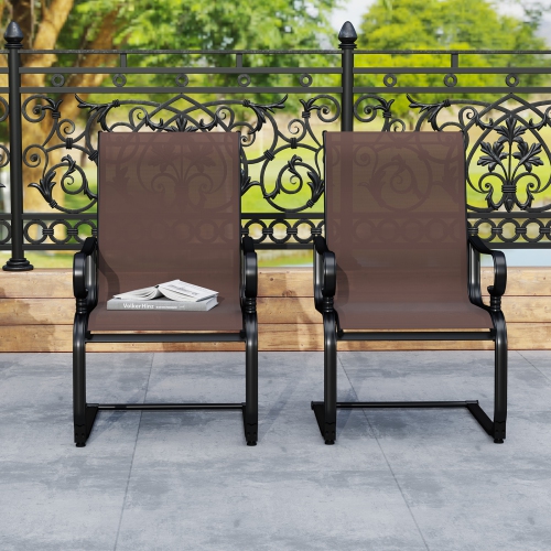 Gymax Patio Dining Chairs Set of 4 C-Spring Motion Patio Chairs w/ Metal Frame