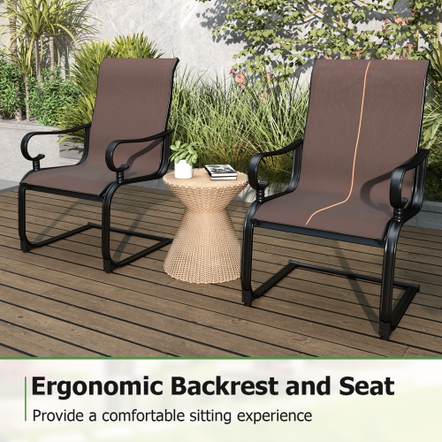 Gymax Patio Dining Chairs Set of 4 C-Spring Motion Patio Chairs w/ Metal Frame