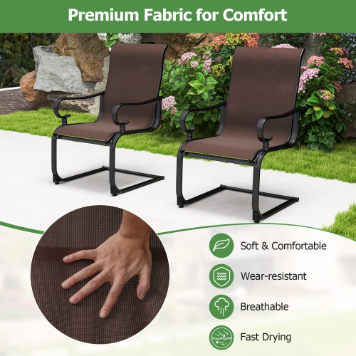 Gymax Patio Dining Chairs Set of 4 C-Spring Motion Patio Chairs w/ Metal Frame