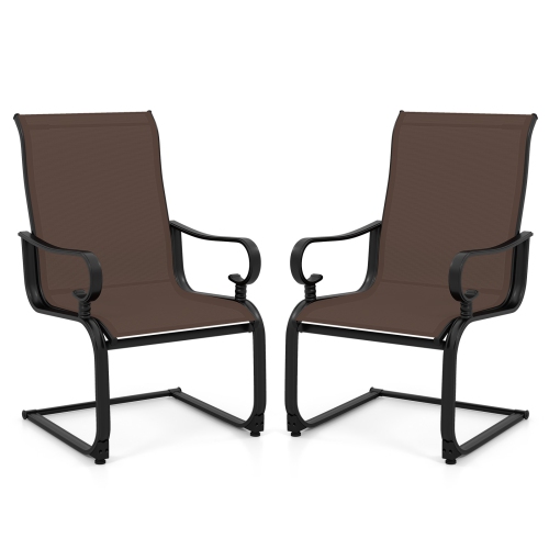 Gymax Patio Dining Chairs Set of 4 C-Spring Motion Patio Chairs w/ Metal Frame