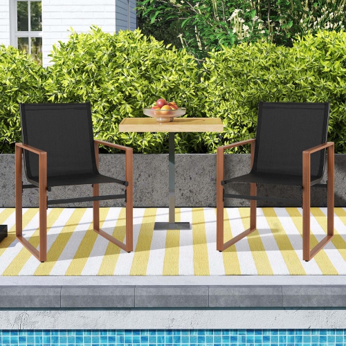 Gymax 2 PCS Outdoor Dining Chairs Patio Furniture Chair w/ Breathable Seat & Backrest