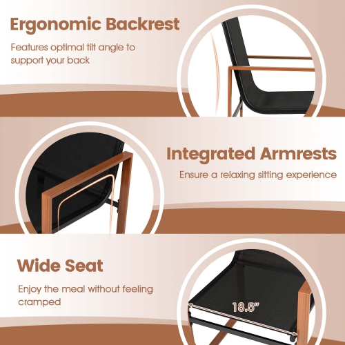 Gymax 2 PCS Outdoor Dining Chairs Patio Furniture Chair w/ Breathable Seat & Backrest