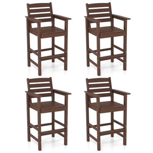 Gymax Patio Bar Stools Set of 4 Tall Adirondack Chair w/ Backrest Armrests & Footrests