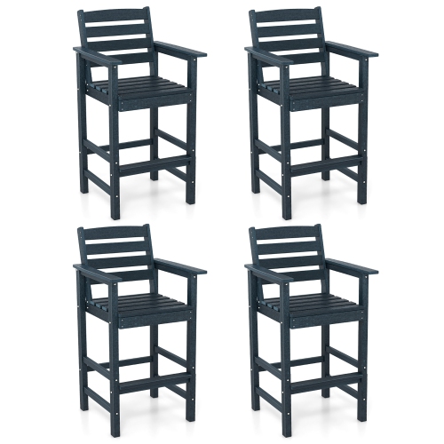 Gymax Patio Bar Stools Set of 4 Tall Adirondack Chair w/ Backrest Armrests & Footrests
