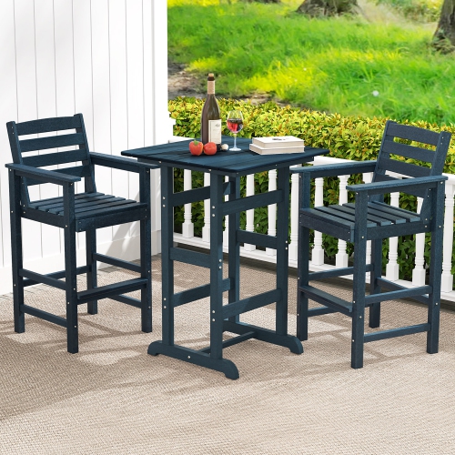 Gymax Patio Bar Stools Set of 4 Tall Adirondack Chair w/ Backrest Armrests & Footrests