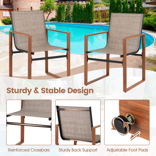 Gymax 4 PCS Outdoor Dining Chairs Patio Furniture Chair w/ Breathable Seat & Backrest