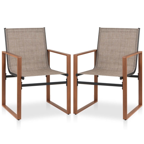 Gymax 4 PCS Outdoor Dining Chairs Patio Furniture Chair w/ Breathable Seat & Backrest