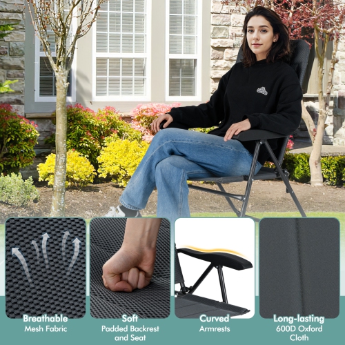 Gymax 2PCS Patio Folding Chairs Back Adjustable Reclining Padded Garden Furniture