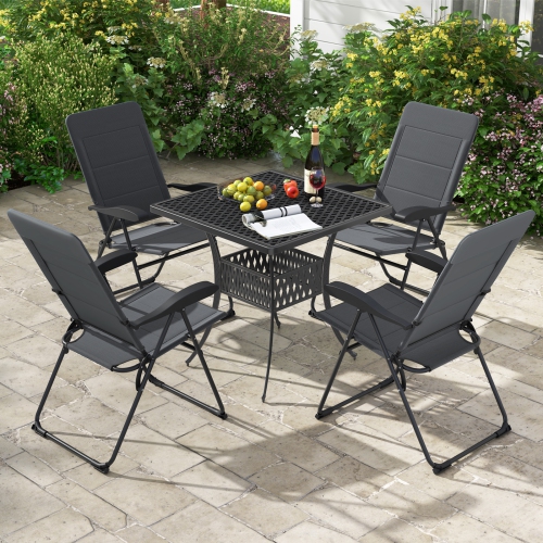Gymax 4PCS Patio Folding Chairs Back Adjustable Reclining Padded Garden Furniture