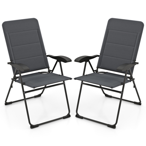 Gymax 4PCS Patio Folding Chairs Back Adjustable Reclining Padded Garden Furniture