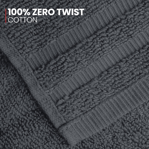 Canadian Linen Royale Face Towels Set, 13"x13", 4 Pack, Soft Absorbent Cotton Lightweight Quick Dry Face Cloth for Hotel Salons Massage Spa, Dark Grey