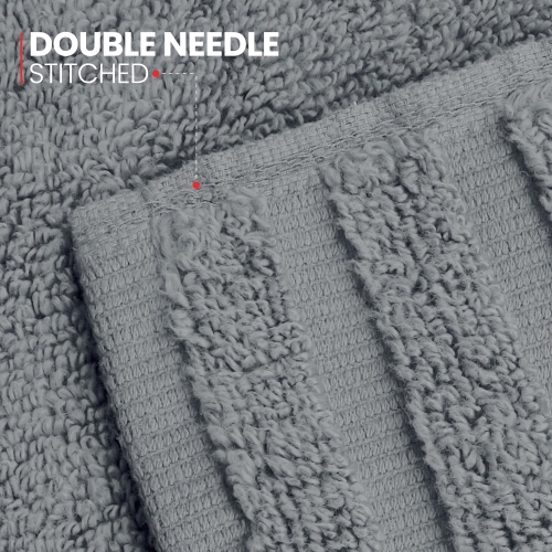 Canadian Linen Royale Face Towels Set, 13"x13", 4 Pack, Soft Absorbent Cotton Lightweight Quick Dry Washcloths for Hotels Motels Spa Salon, Light Grey