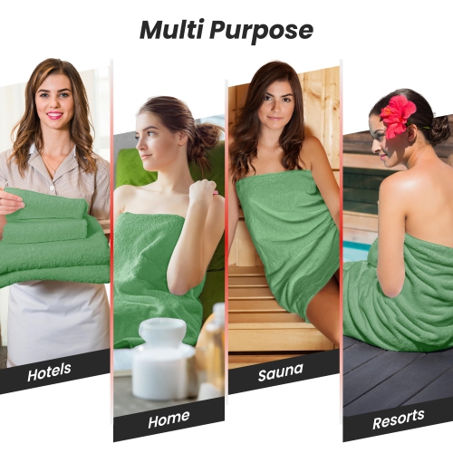 Canadian Linen Royale Face Towels Set, 13"x13", 4 Pack, Soft Absorbent Cotton Lightweight Quick Dry Face Cloth for Hotels Kitchen Spa Salon Gym, Green