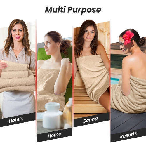 Canadian Linen Royale Hand Towels Set, 16"x30", 4 Pack, Lightweight Quick Dry Soft Absorbent Cotton Large Hand Towels for Hotel Spa Resorts Gym, Beige