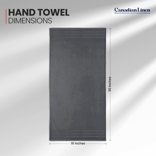 Canadian Linen Royale Hand Towels Set, 16"x30", 4 Pack, Soft Absorbent Cotton Lightweight Quick Dry Large Hand Towels for Homes, Gym, Salon, Dark Grey