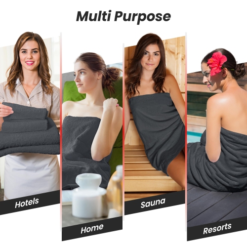 Canadian Linen Royale Hand Towels Set, 16"x30", 4 Pack, Soft Absorbent Cotton Lightweight Quick Dry Large Hand Towels for Homes, Gym, Salon, Dark Grey