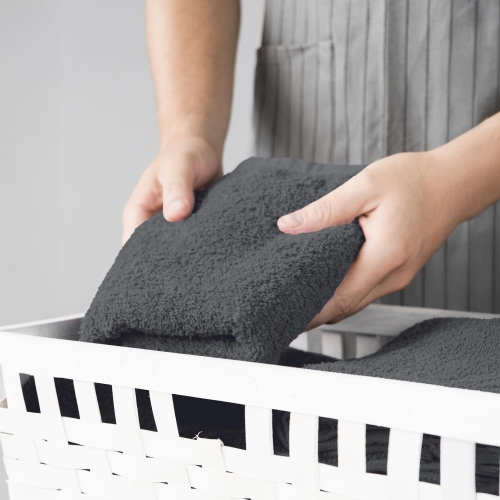 Canadian Linen Royale Hand Towels Set, 16"x30", 4 Pack, Soft Absorbent Cotton Lightweight Quick Dry Large Hand Towels for Homes, Gym, Salon, Dark Grey