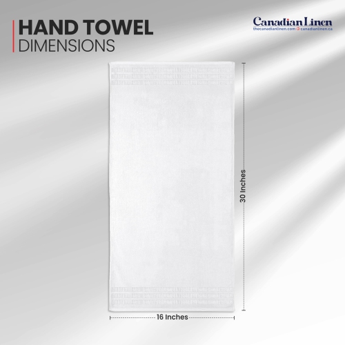 Canadian Linen Royale Hand Towels Set, 16"x30", 4 Pack, Soft Absorbent Cotton Lightweight Quick Dry Large Hand Towels for Hotels Gym Spa Salons, White