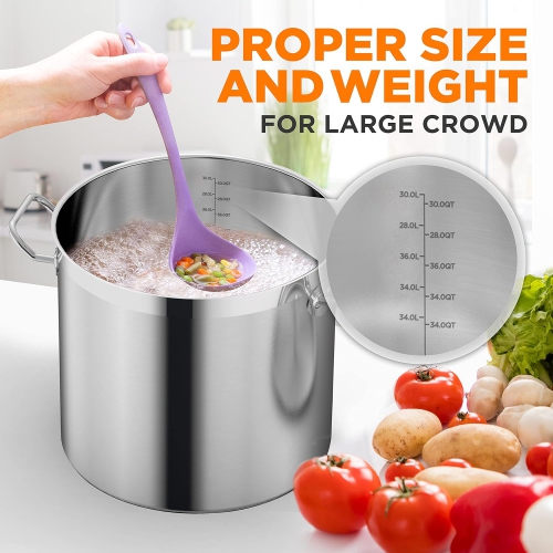 NutriChefKitchen Stainless Steel Cookware Stockpot, 30 Quart Heavy Duty Induction Soup Pot with Stainless Steel Lid, Even Heat Distribution