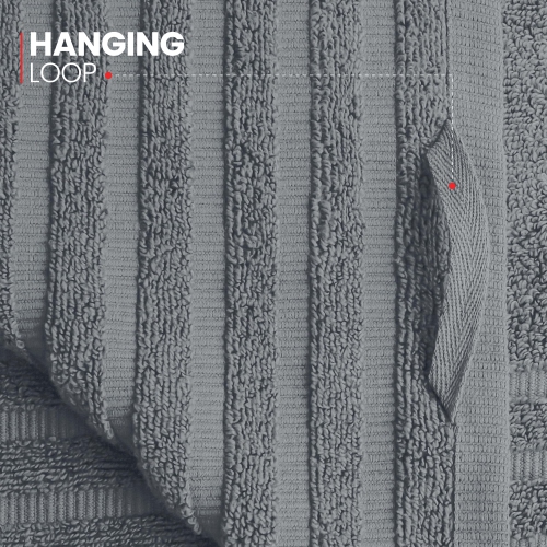 Canadian Linen Royale Towels, Pack of 6, Soft Absorbent Cotton Quick Dry Lightweight Towels for Home Resorts Gym, Light Grey