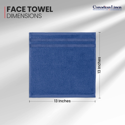 Canadian Linen Royale Face Towels Set, 13"x13", 12 Pack, Lightweight Quick Dry Soft Absorbent Cotton Shower Cloths for Hotel Spa Hair Salons Gym, Blue