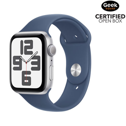 Open Box - Apple Watch SE (GPS) 44mm Silver Aluminum Case with Denim Sport Band