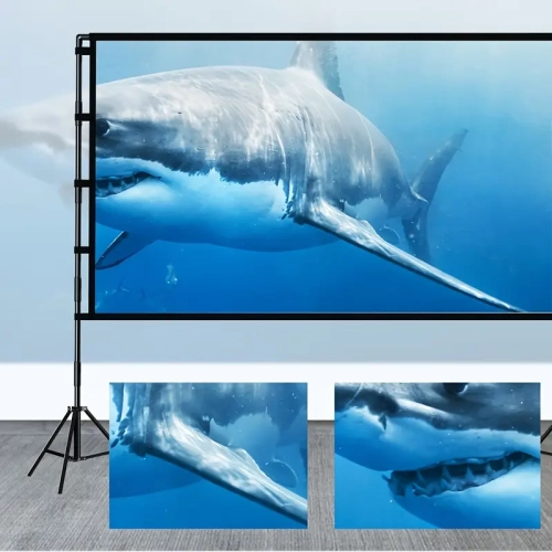 Mini projecteur HD 1080p, écran de projection compatible 3D de 84 po et support de projecteur ajustable – idéal pour les soirées cinéma maison