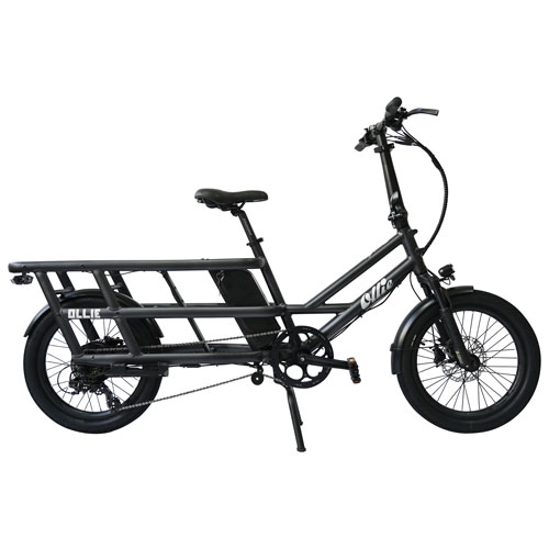 Ollie Longtail Cargo Step-Through Electric City Bike (500 W Motor / 96km Range / 32km/h Top Speed) - Black