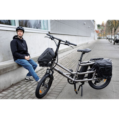 Ollie Flip Cargo Step-Through Electric City Bike (500W Motor / 96km Range / 32km/h Top Speed) - Silver