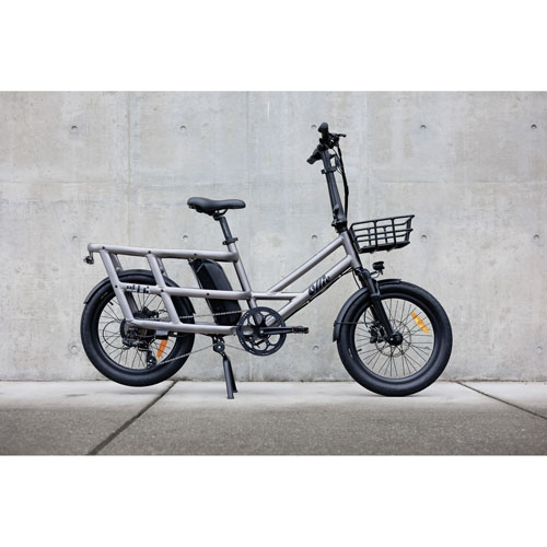 Ollie Flip Cargo Step-Through Electric City Bike (500W Motor / 96km Range / 32km/h Top Speed) - Silver