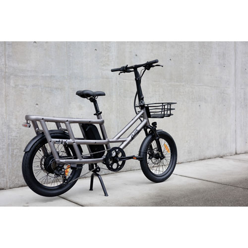 Ollie Flip Cargo Step-Through Electric City Bike (500W Motor / 96km Range / 32km/h Top Speed) - Silver
