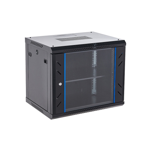 RS  9U Wall Mount Network Server Rack Cabinet | Locking Glass Door, 2 Fans, 24" Deep Network Enclosure for It/data Computer Equipment | Unassembled