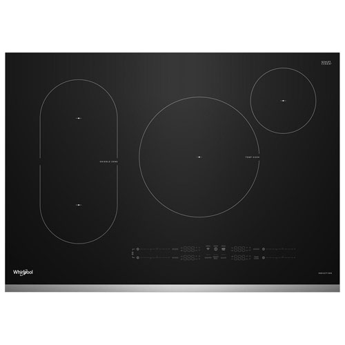 Surface de cuisson intelligente à induction 4 éléments 31 po de Whirlpool - Verre noir/Acier inoxydable